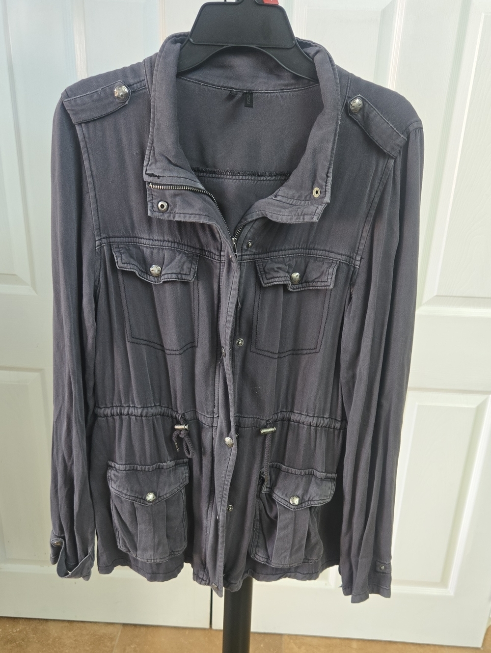 Casual Women's Utility Jacket - Slate Gray